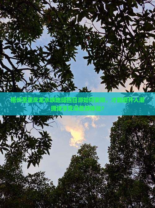 梧州至重庆龙水峡地缝四日游如何安排，才能避开人潮拥堵享受深度游体验？