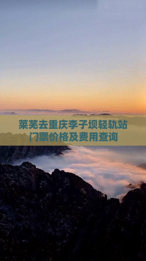 莱芜去重庆李子坝轻轨站门票价格及费用查询