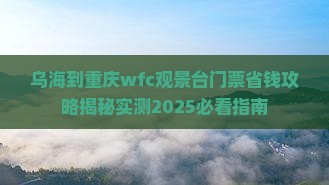 乌海到重庆wfc观景台门票