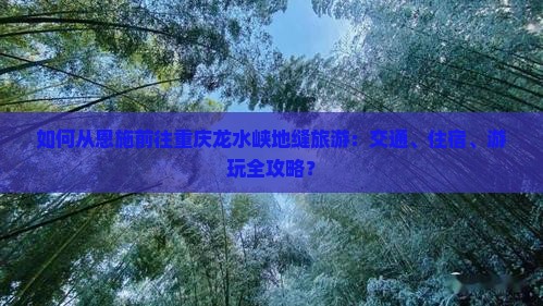 如何从恩施前往重庆龙水峡地缝旅游：交通、住宿、游玩全攻略？