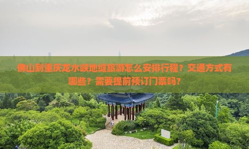 佛山到重庆龙水峡地缝旅游怎么安排行程？交通方式有哪些？需要提前预订门票吗？
