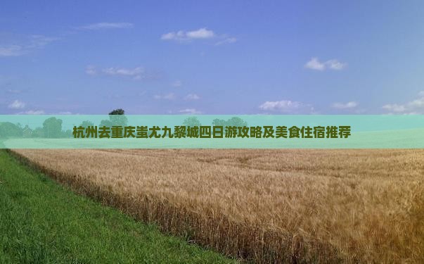 杭州去重庆蚩尤九黎城四日游攻略及美食住宿推荐