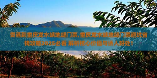 贵港到重庆龙水峡地缝门票
