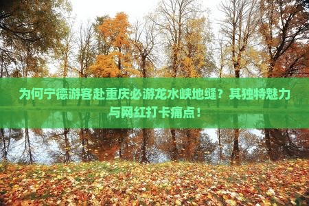 为何宁德游客赴重庆必游龙水峡地缝？其独特魅力与网红打卡痛点！