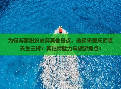 为何游客纷纷放弃其他景点，选择来重庆武隆天生三桥？其独特魅力与旅游痛点！