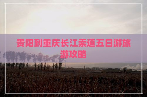 贵阳到重庆长江索道五日游旅游攻略