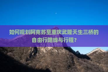如何规划阿克苏至重庆武隆天生三桥的自由行路线与行程？