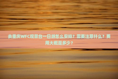 去重庆WFC观景台一日游怎么安排？需要注意什么？费用大概是多少？