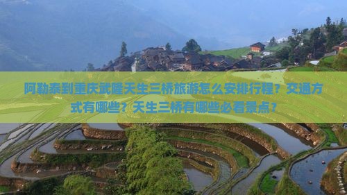 阿勒泰到重庆武隆天生三桥旅游怎么安排行程？交通方式有哪些？天生三桥有哪些必看景点？