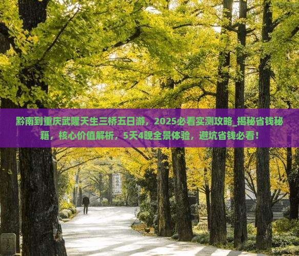 黔南到重庆武隆天生三桥五日游