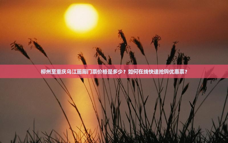 柳州至重庆乌江画廊门票价格是多少？如何在线快速抢购优惠票？