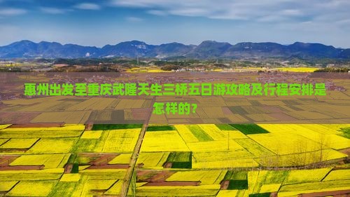 惠州出发至重庆武隆天生三桥五日游攻略及行程安排是怎样的？