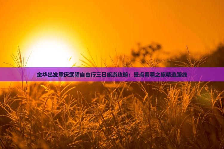金华出发重庆武隆自由行三日旅游攻略：景点看看之旅精选路线
