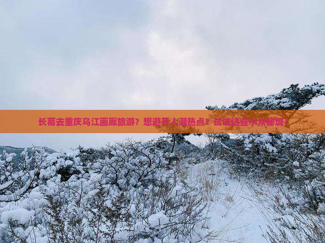 长葛去重庆乌江画廊旅游？想避开人潮热点？试试这些小众秘境！