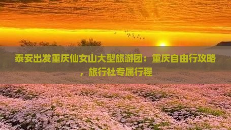 泰安出发重庆仙女山大型旅游团：重庆自由行攻略，旅行社专属行程