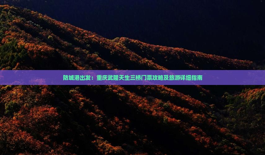 防城港出发：重庆武隆天生三桥门票攻略及旅游详细指南