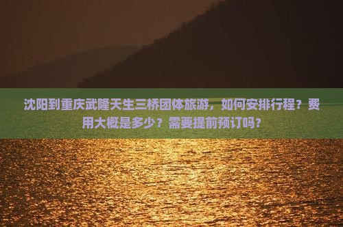 沈阳到重庆武隆天生三桥团体旅游，如何安排行程？费用大概是多少？需要提前预订吗？
