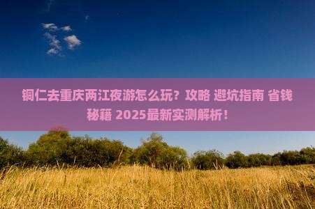 铜仁去重庆两江夜游自由团