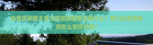 去重庆武隆天生三桥旅游需要注意什么？银川出发团体游怎么安排行程？
