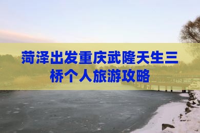 菏泽出发重庆武隆天生三桥个人旅游攻略