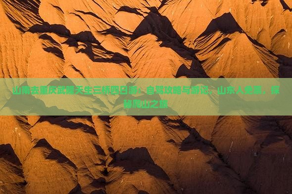 山南去重庆武隆天生三桥四日游：自驾攻略与游记，山东人免票，探秘爬山之旅