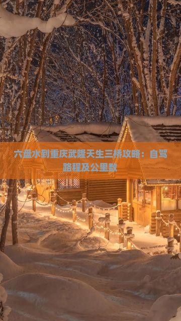六盘水到重庆武隆天生三桥攻略：自驾路程及公里数