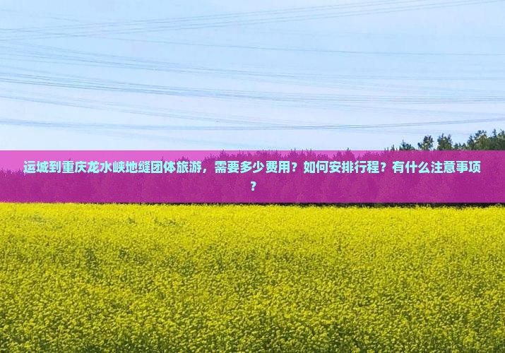 运城到重庆龙水峡地缝团体旅游，需要多少费用？如何安排行程？有什么注意事项？