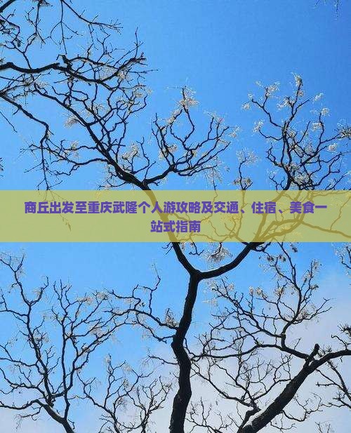 商丘出发至重庆武隆个人游攻略及交通、住宿、美食一站式指南