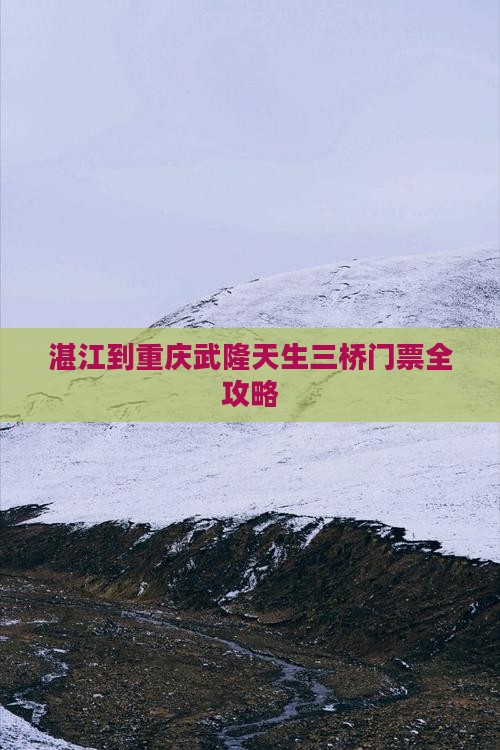湛江到重庆武隆天生三桥门票全攻略