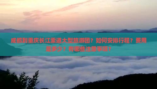 成都到重庆长江索道大型旅游团？如何安排行程？费用是多少？有哪些注意事项？