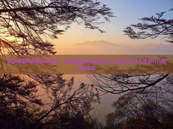 营口去重庆武隆旅游攻略｜看完这篇就知道重庆第一次怎么玩三天自由行行程路线信息