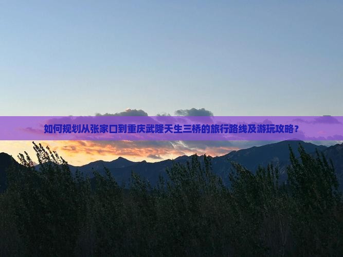 如何规划从张家口到重庆武隆天生三桥的旅行路线及游玩攻略？