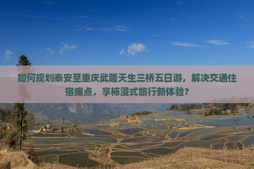 如何规划泰安至重庆武隆天生三桥五日游，解决交通住宿痛点，享柿浸式旅行新体验？