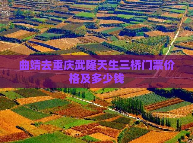 曲靖去重庆武隆天生三桥门票价格及多少钱