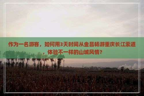 作为一名游客，如何用3天时间从金昌畅游重庆长江索道，体验不一样的山城风情？