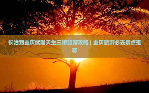 长治到重庆武隆天生三桥旅游攻略 | 重庆旅游必去景点推荐
