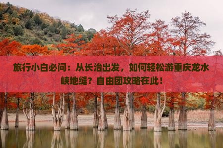 旅行小白必问：从长治出发，如何轻松游重庆龙水峡地缝？自由团攻略在此！