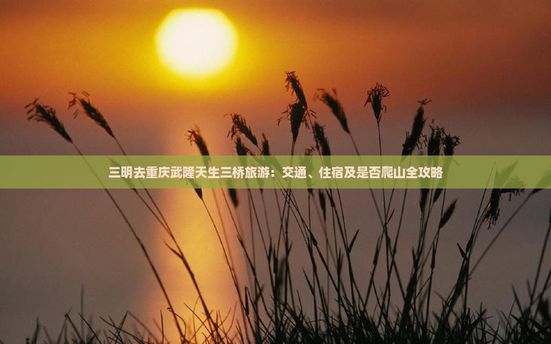 三明去重庆武隆天生三桥旅游：交通、住宿及是否爬山全攻略