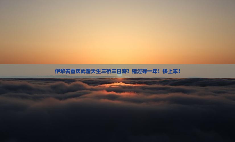 伊犁去重庆武隆天生三桥三日游？错过等一年！快上车！