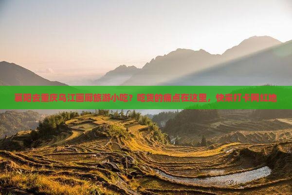 襄阳去重庆乌江画廊旅游小吃？吃货的痛点在这里，快来打卡网红地