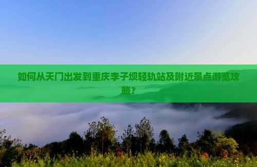 如何从天门出发到重庆李子坝轻轨站及附近景点游览攻略？