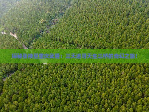 探秘张掖至重庆武隆：三天追寻天生三桥的奇幻之旅！