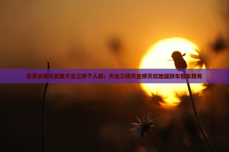 思茅去重庆武隆天生三桥个人游：天生三桥天生桥天坑地缝拼车包车服务