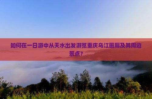 如何在一日游中从天水出发游览重庆乌江画廊及其周边景点？