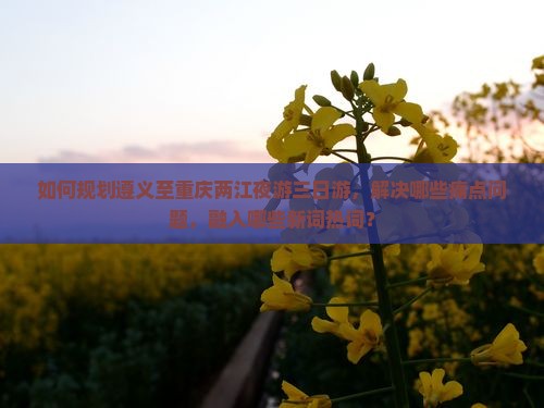 如何规划遵义至重庆两江夜游三日游，解决哪些痛点问题，融入哪些新词热词？