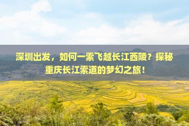 深圳出发，如何一索飞越长江西陵？探秘重庆长江索道的梦幻之旅！