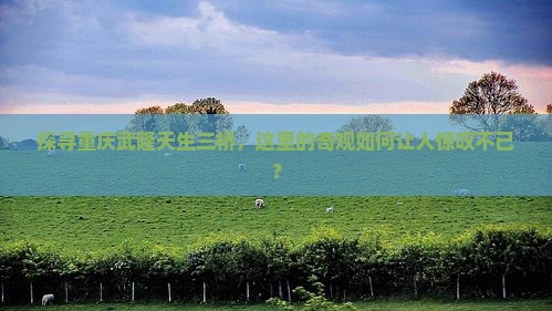 探寻重庆武隆天生三桥，这里的奇观如何让人惊叹不已？