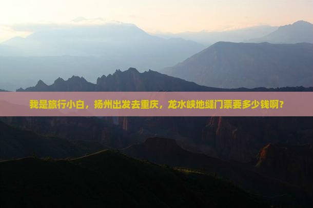 我是旅行小白，扬州出发去重庆，龙水峡地缝门票要多少钱啊？