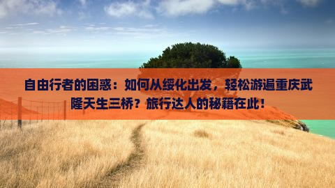 自由行者的困惑：如何从绥化出发，轻松游遍重庆武隆天生三桥？旅行达人的秘籍在此！