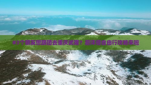 #3个朋友想跟团去重庆武隆？超详细自由行攻略来啦
